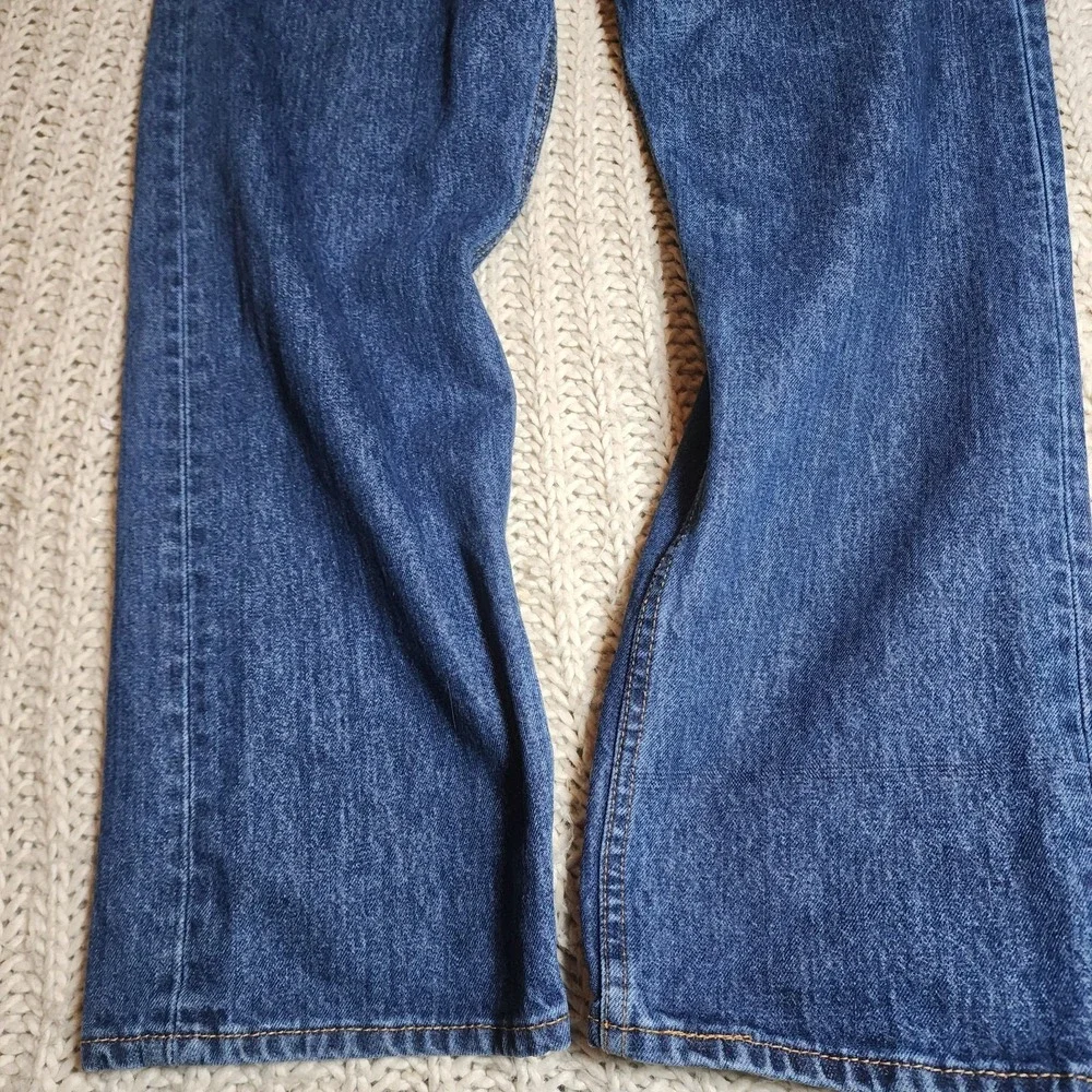 Levis 505 Mens Jeans 42x30 Regular Fit Straight Dark Wash Denim Classic